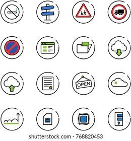 line vector icon set - no smoking sign vector, road signpost, children, truck, parking, website, folder, download cloud, upload, agreement, open, growth, sim, cpu, server