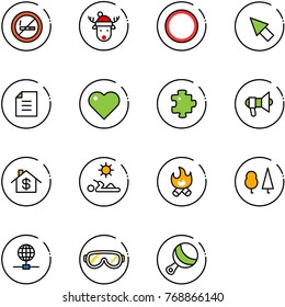 line vector icon set - no smoking sign vector, christmas deer hat, prohibition road, cursor, document, heart, puzzle, megaphone, home dollar, reading, fire, forest, globe, protective glasses