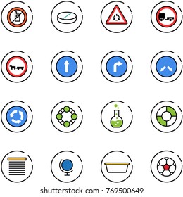 line vector icon set - no mobile sign vector, pill, round motion road, trailer, cart horse, only forward, right, detour, circle, friends, flask, chart, jalousie, globe, basin, soccer ball