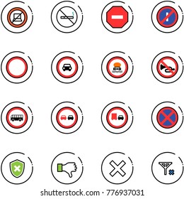 line vector icon set - no computer sign vector, smoking, way road, parkin odd, prohibition, car, dangerous cargo, horn, bus, overtake, truck, stop, shield cross, dislike, delete, signal