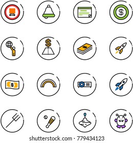 line vector icon set - no dangerous cargo vector road sign, bell, schedule, dollar, world, rocket, money, rainbow, projector, farm fork, baseball bat, wirligig toy, monster