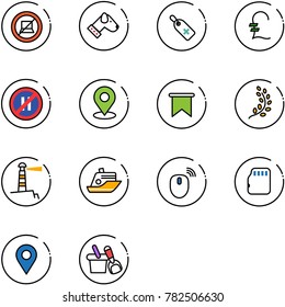 line vector icon set - no computer sign vector, dog, medical label, pound, parking even road, map pin, flag, golden branch, lighthouse, cruiser, mouse wireless, micro flash card, navigation