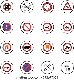 line vector icon set - no computer sign vector, smoking, prohibition road, multi lane traffic, parkin odd, car, moto, dangerous cargo, truck, bike, overtake, parking, delete, signal
