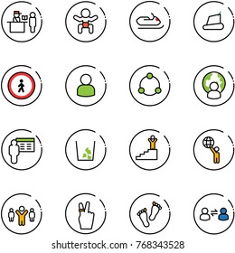 line vector icon set - passport control vector, baby, snowmobile, treadmill, no pedestrian road sign, user, community, man globe, presentation, garbage, success, world, team leader, victory, feet