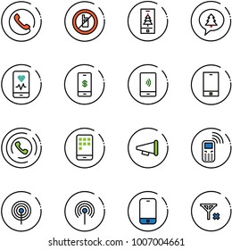 line vector icon set - phone vector, no mobile sign, christmas, merry message, heart monitor, payment, horn, speaker, antenna, signal