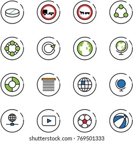 line vector icon set - pill vector, no trailer road sign, cart horse, social, friends, reload, globe, circle chart, jalousie, playback, soccer ball, beach