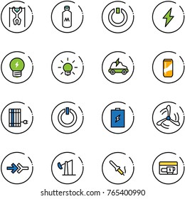 line vector icon set - pull ups vector, milk, standby, lightning, idea, bulb, electric car, drink, sun panel, button, battery, wind mill, connect, oil derrick, soldering iron, generator
