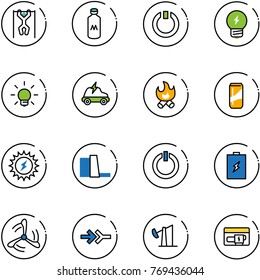 line vector icon set - pull ups vector, milk, standby, idea, bulb, electric car, fire, drink, sun power, water plant, button, battery, wind mill, connect, oil derrick, generator