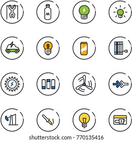 line vector icon set - pull ups vector, milk, idea, bulb, electric car, business, drink, sun panel, power, battery, wind mill, connect, oil derrick, soldering iron, generator