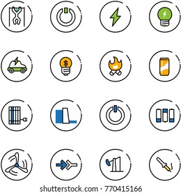 line vector icon set - pull ups vector, standby, lightning, idea, electric car, business, fire, drink, sun panel, water power plant, button, battery, wind mill, connect, oil derrick, soldering iron