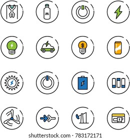line vector icon set - pull ups vector, milk, standby, lightning, idea, electric car, business, drink, sun power, button, battery, wind mill, connect, oil derrick, generator