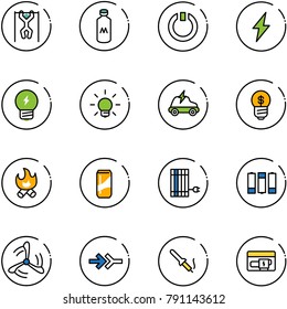 line vector icon set - pull ups vector, milk, standby, lightning, idea, bulb, electric car, business, fire, drink, sun panel, battery, wind mill, connect, soldering iron, generator