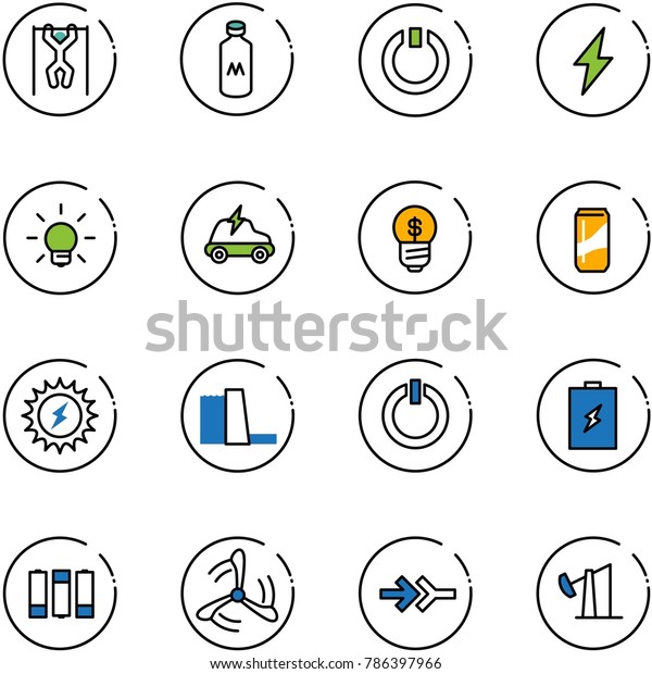 line vector icon\
set - pull ups vector, milk, standby, lightning, bulb, electric\
car, business idea, drink, sun power, water plant, button, battery,\
wind mill, connect, oil\
derrick