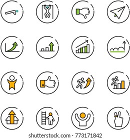 line vector icon set - push ups vector, pull, dislike, paper plane, growth arrow, success, finger up, career, arrows, opportunity, victory