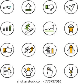 line vector icon set - push ups vector, uplooad, dislike, paper plane, arrows up, career, growth, success, finger, opportunity, victory, winch