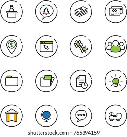 line vector icon set - recieptionist vector, merry christmas message, dollar, credit card, pin, cursor browser, gear, group, folder, history, bulb, pennant, globe, chat, baby car