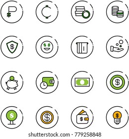 line vector icon set - ruble vector, cent, coin, safe, dollar smile, atm, cash pay, piggy bank, wallet time, money, tree, finance management, business idea