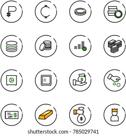 line vector icon set - ruble vector, cent, coin, big cash, safe, investment, check, gold, rich, king