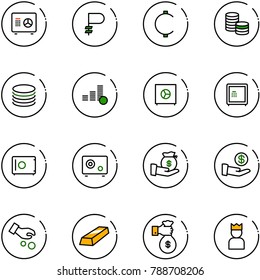 line vector icon set - safe vector, ruble, cent, coin, investment, gold, rich, king