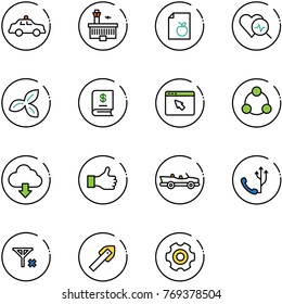 line vector icon set - safety car vector, airport building, diet list, heart diagnosis, three leafs, annual report, cursor browser, social, download cloud, like, cabrio, phone, no signal, tile drill