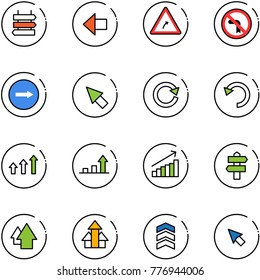 line vector icon set - sign post vector, left arrow, turn right road, no, only, cursor, reload, undo, arrows up, growth, signpost, chevron