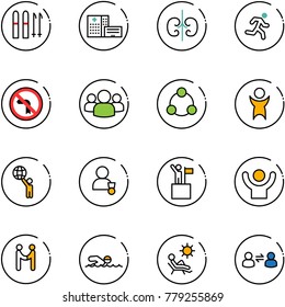 line vector icon set - ski vector, hospital building, kidneys, run, no left turn road sign, group, social, success, world, winner, win, agreement, swimming, beach, information exchange