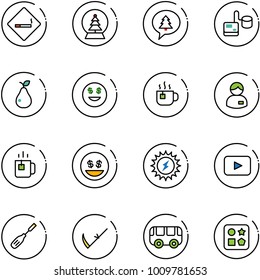 line vector icon set - smoking area sign vector, snowball tree, merry christmas message, tonometer, pear, dollar smile, hot tea, manager, green, money, sun power, playback, chisel, scythe, toy bus