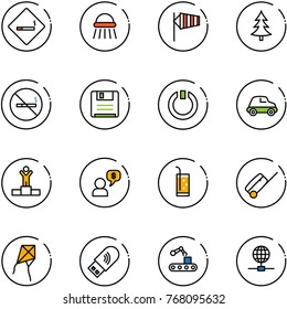 line vector icon set - smoking area sign vector, shower, side wind, christmas tree, no, save, standby, car, winner, money dialog, drink, suitcase, kite, usb wi fi, conveyor, globe