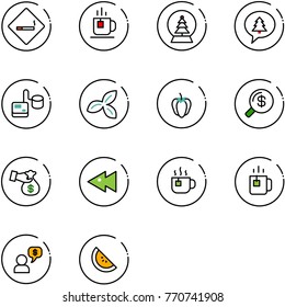 line vector icon set - smoking area sign vector, tea, snowball tree, merry christmas message, tonometer, three leafs, sweet pepper, money search, encashment, fast backward, hot, green, dialog