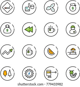 line vector icon set - smoking area sign vector, tonometer, three leafs, money bag, fast backward, hot tea, manager, growth arrow, green, watermelone, bungalow, forest, sun power, laser lever