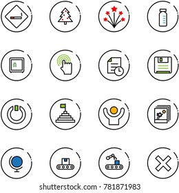 line vector icon set - smoking area sign vector, christmas tree, firework, vial, safe, hand cursor, history, save, standby, pyramid flag, success, photo, globe, conveyor, delete