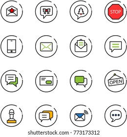 line vector icon set - star letter vector, bow message, merry christmas, stop road sign, phone, mail, opened, chat, envelope, dialog, open, pawn, wireless
