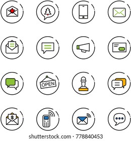 line vector icon set - star letter vector, merry christmas message, phone, mail, opened, chat, loudspeaker, envelope, dialog, open, pawn, dollar, mobile, wireless