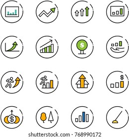 line vector icon set - statistics vector, growth arrow, arrows up, money tree, career, dollar chart, forest, hoe