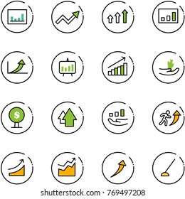 line vector icon set - statistics vector, growth arrow, arrows up, presentation chart, hand sproute, money tree, career, rise, hoe