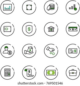 line vector icon set - statistics vector, currency, coin, safe, bank, cash, account, investment, check, calculator, history, money, portfolio