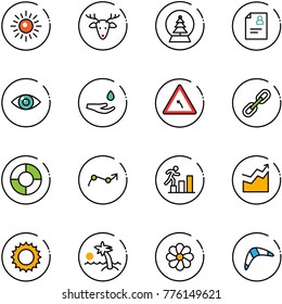 line vector icon set    sun vector  christmas deer  snowball tree  patient card  eye  drop hand  turn left road sign  link  circle chart  point arrow  career  growth  palm  flower  boomerang