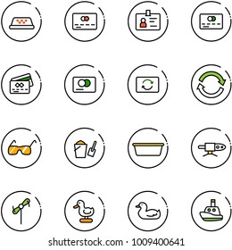 line vector icon set - taxi vector, credit card, identity, exchange, refresh, sunglasses, bucket scoop, basin, pipe welding, toy windmill, duck, boat