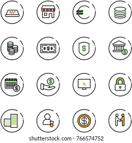 line vector icon set - taxi vector, duty free, euro, coin, dollar, safe, account, calendar, investment, monitor cursor, locked, building, winner, agreement