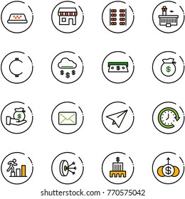 line vector icon set - taxi vector, duty free, plane seats, airport building, cent, money rain, cash, bag, investment, mail, paper, clock around, career, solution, bank, dollar growth