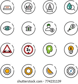 line vector icon set - taxi vector, snowball house, tree, blood test, eye, bank, account, money torch, drawbridge road sign, limited height, head bulb, business idea, sun, watermelone, power