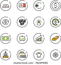line vector icon set - taxi vector, ticket, euro, dollar coin, exchange, big cash, idea, reload, money, presentation chart, growth, gold, bank building, sea hotel, t shirt, gear