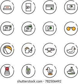 line vector icon set - taxi vector, coffee machine, credit card, sunglasses, ball, bucket scoop, pipe welding, duck toy, pyramid, phone, boat