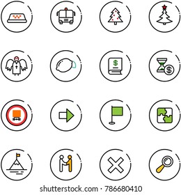 line vector icon set - taxi vector, airport bus, christmas tree, angel, lemon, annual report, account history, no dangerous cargo road sign, right arrow, flag, puzzle, mountain, agreement, delete