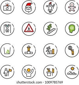 line vector icon set - terrorism vector, santa claus, cake man, pull ups, pedestrian road sign, career, brain work, garbage, winner, world, win, success, speaker, reading