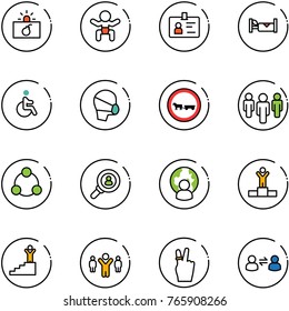 line vector icon set - terrorism vector, baby, identity, hotel, disabled, medical mask, no cart horse road sign, group, social, head hunter, man globe, winner, success, team leader, victory