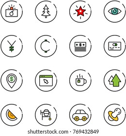 line vector icon set - terrorism vector, christmas tree, star, eye, yen, cent, dollar, credit card, pin, cursor browser, hot tea, arrow up, watermelone, cocncrete mixer, car, soother