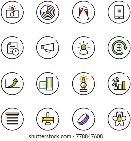 line vector icon set - terrorism vector, radar, wine glasses, mobile payment, history, loudspeaker, idea, dollar reload, growth arrow, building, award, career, jalousie, milling cutter, tambourine