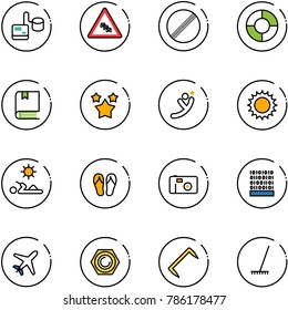 line vector icon set - tonometer vector, multi lane traffic road sign, no limit, circle chart, book, stars, flying man, sun, reading, flip flops, photo, binary code, plane, nut, staple, rake