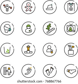 line vector icon set - traffic controller vector, cake man, treadmill, pull ups, medical mask, manager, career, tv news, garbage, winner, win, opportunity, flying, feet, swimsuit